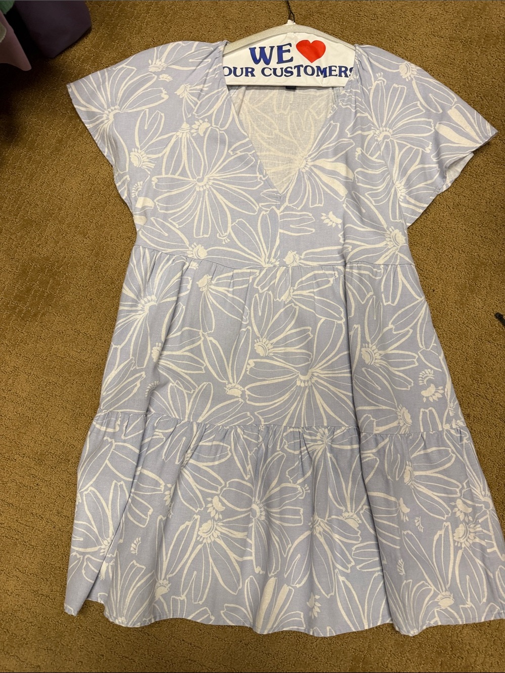 Universal Thread Light Blue and White Floral Midi Dress